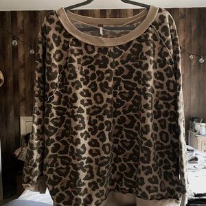 Free People Leopard Print Sweatshirt